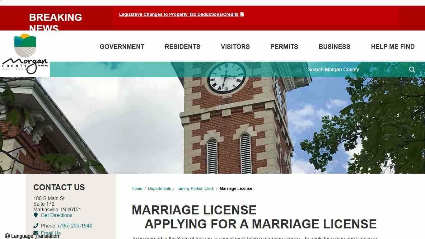 Marriage License / Morgan County, Indiana